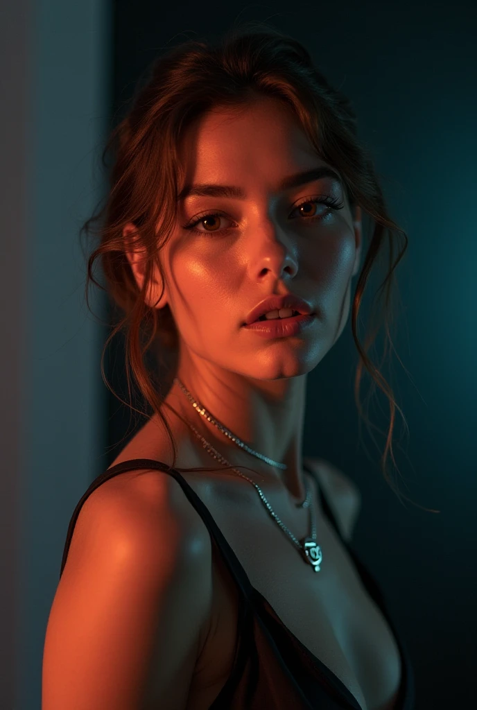 polaroid photo, night photo, smiling shyly, in party bar, photo of 18 y.o cute slim Slavic woman, pale skin, bokeh, elegant black dress, motion blur