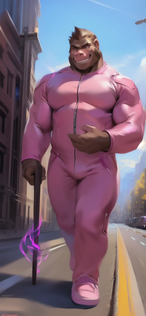animation, Highest quality, Highest quality, High quality illustrations, masterpiece, Ultra-high resolution, Detailed Background, alley, night, wall graffiti art, Absurd, Perfect Anatomy, performance, Good lighting, Shadows in the movies(kemono, Furry Personifi猫ion), horse, Muscle Body, Pink rubber suit, latex, neon, neonライト, neonカラー, Bodysuits, Cyber Suit, cyber punk, Rubber mask, Harness, big bulge, Dynamic Angle