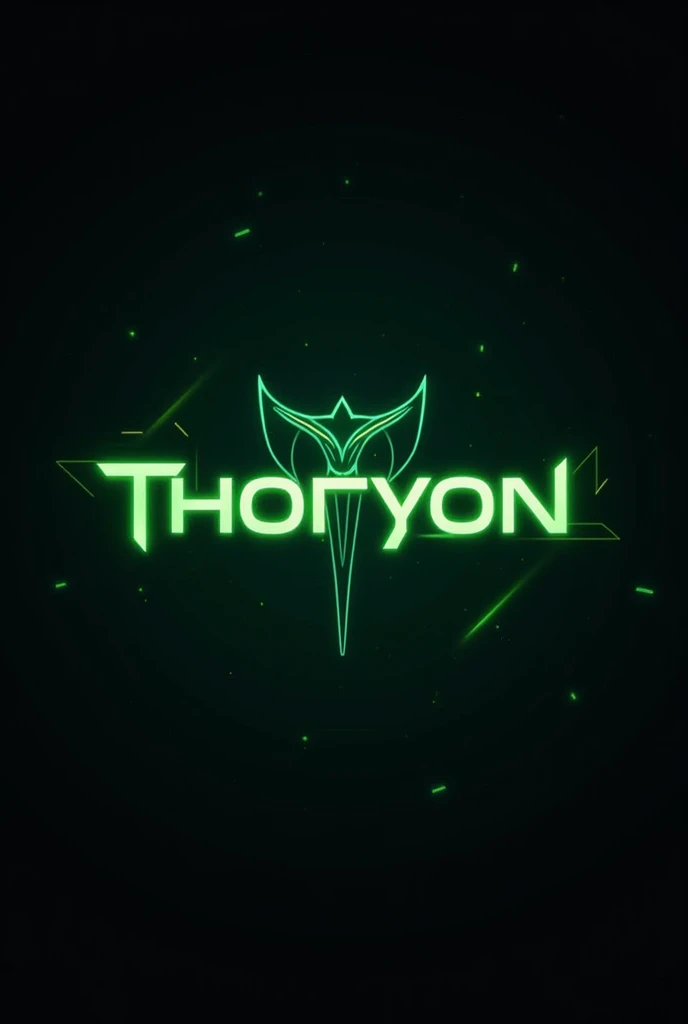 Create a logo written by Thoryon with neon green details