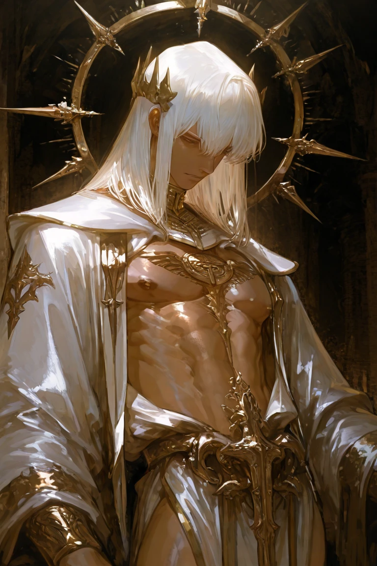 All-white marble statue