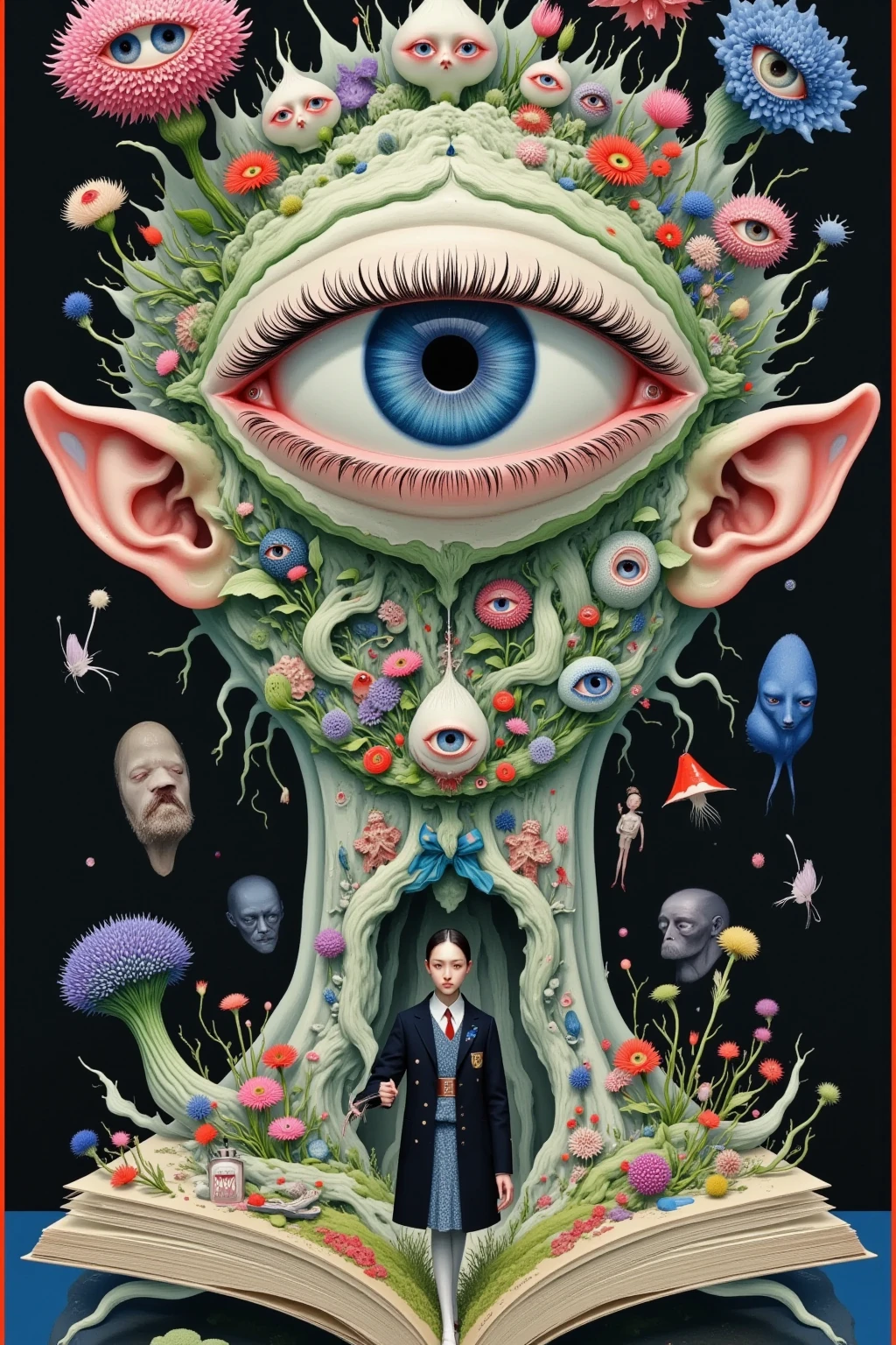 James Jean and Victor May, hyper-realistic illustration, Many eyes, Beat ngai delicate texture, Surrealist gouache painting, Psychedelic illustration