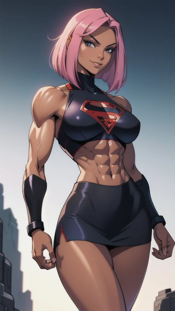 Gwen-aranha,illustration,pose sexy,Altas,traje detalhado e musculatura,seios grandes, Athletic body, perfectly shaped buttocks,high contrast, (8K UHD:1.2), (photorealistic:1.2),(masterpiece:1.4), (best quality:1.4),extremely detailed wallpaper, highly detailed illustrations, ((1 Girl)) , (super-complex details) official art, unity 8k wallpaper, ultra detailed, beautiful and aesthetic, masterpiece, best quality, ( zentangle, mandala, tangle, entangle), (fractal art:1.3) , masterpiece, , intricate detail,((bulking)),covered body upper body,(body builder:1.7), muscular, bob hair, busty, sexy, curvy, crazy abs, upper , from front angle, raised hand, armpit, looking into camera, masterpiece, best quality, high quality, high definition, high quality texture, high quality shadow, high detail, beautiful detailed, fine detailed, extremely detailed cg, detailed texture, a realistic representation of the face, realistic, colorful , delicate, cinematic light, side light, Lens Flare, Ray Tracing, tailed beautiful delicate face, detailed beautiful delicate eyes, mature female, ((long blonde hair, ponytail , bored, pompadour cut, muscular, toned, navel, ripped abs, thick thighs, broad shoulders, big arm muscles, meaty leg muscles, thick eyelashes, makeup, the ends of the hair are pink, cores vibrantes,facial expressions that exude confidence and allure,spider web pattern on costume,dynamic lighting,sharp focus,estilo anime,olhos brilhantes,quadris atraentes,cintura fina,Tall and fit build+pernas longas.