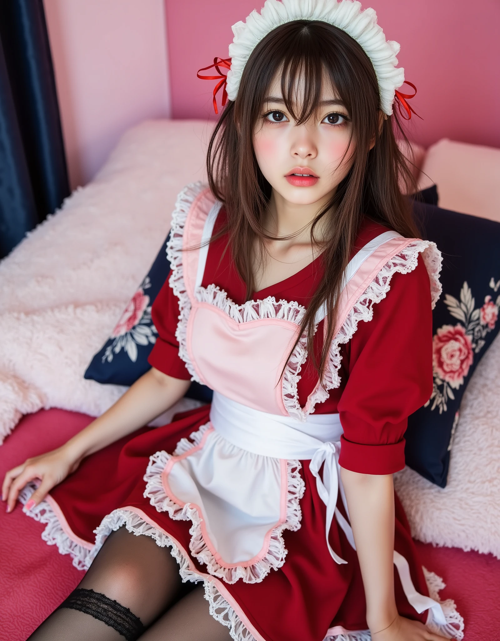 Araffe dressed in a red and white dress and a white hat - SeaArt AI