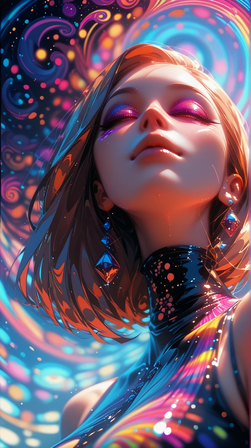 full body, 4k, masterpiece, 1girl hide head inside big glass [<lora:glasssculpture_v8:0.4> glasssculpture , translucent, transparent, reflection] shelter,beautiful [hands : fingers : legs], <lora:metal2-000004:0.8> liquid metal girl, slime girl, rainbow hair, purple eyes, cropped jacket, shirt, pants, human, underboob breasts, <lora:GoodHands-beta2:0.8> , <lora:choomoranma-04:0.8> choomoranma style,  <lora:microsoft style 0623:0.8> microsoft style, mosha, Frosted Glass , <lora:spotlight:1> purple spotlight ,dark theme, bloom, ray tracing