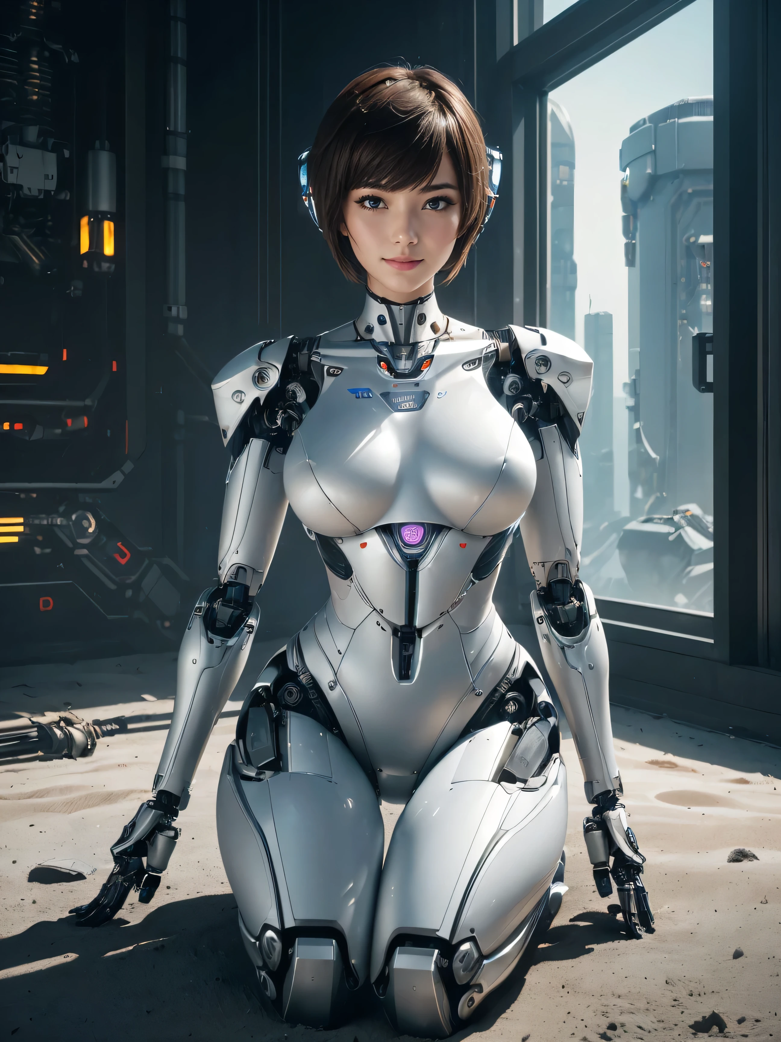 ((masuter piece:1.5)),((Finest quality)),(super precision),8k picture,Top quality anime,Highest level of resolution,sharpnes,Clear,The world of the near future:1.4,((perfect anatomia:1.5)),(Perfect depiction, Unbroken body:1.5),Detailed down to the smallest detail,Phenomenal depiction,((1 Cyborg Woman,Machine body:1.9),(Lustrous black hair)),(Beautiful and neat face),((Beautiful shiny mechanical eyes:1.3),((Slim body,parting line:1.4),thin-waist,pretty skin,Beautiful legs,(deadpan),(Detailed and detailed bodysuit),