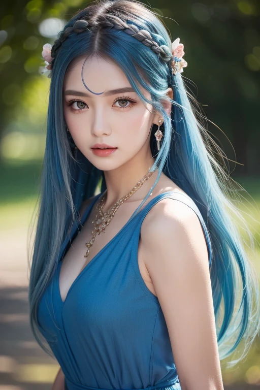 (hyper-realistic), (illustration), (high resolution), (8k), (Very detailed), (最佳illustration), (Beautiful and delicate eyes), (best quality), (Super detailed), (masterpiece), (wallpaper), (lifelike), (Natural light), (edge lit), (Detailed face), (高度细致lifelike皮肤纹理), (anatomically correct), (alone), (1 girl), (高细节lifelike头发), (blue hair:1.2), spiky hair, (heterochromatic eyes), (Detailed green eyes), (There is a small mole under the eye), (realistic:1.5), (Naked of breast:1.3), (long legs), (slim abs), (dynamic poses), (Keep your mouth shut:1.3), (traditional hanfu), (transparent clothes:1.5), national foundation,Show breasts,exposing her chest,huge boobs,huge breasts,exposing her chest,Show breasts,exposing her chest,huge breasts,exposing her chest,huge ,Show breasts,exposing her chest,