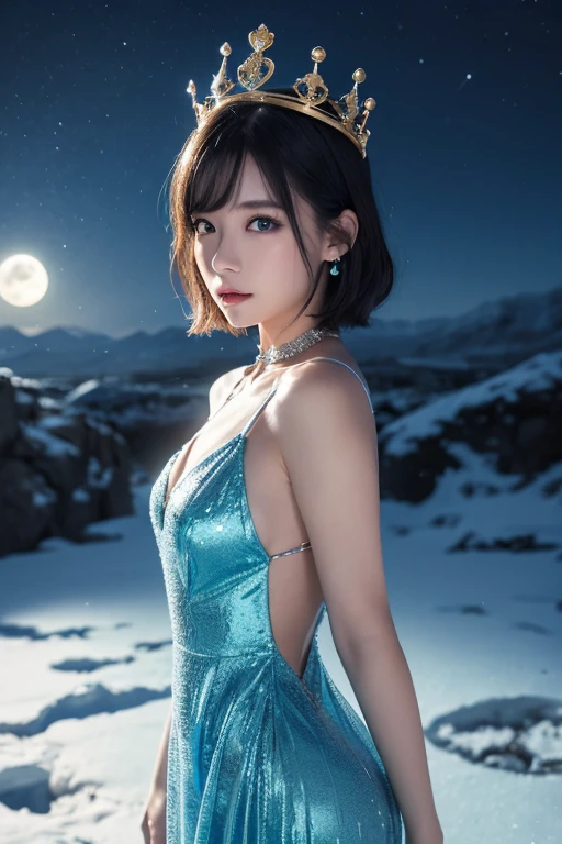 mysterious beautiful woman、Low angle portrait photography、60mm portrait、beautiful starry sky、A young woman like a celestial maiden 、profile shot、50mm lens photography portrait、night sky、beauttiful stars、precise watercolor painting、abstract expression、fairy tale、((highest quality)), ((high resolution 16k)), ((The background is realistic and beautiful.)), --automatic