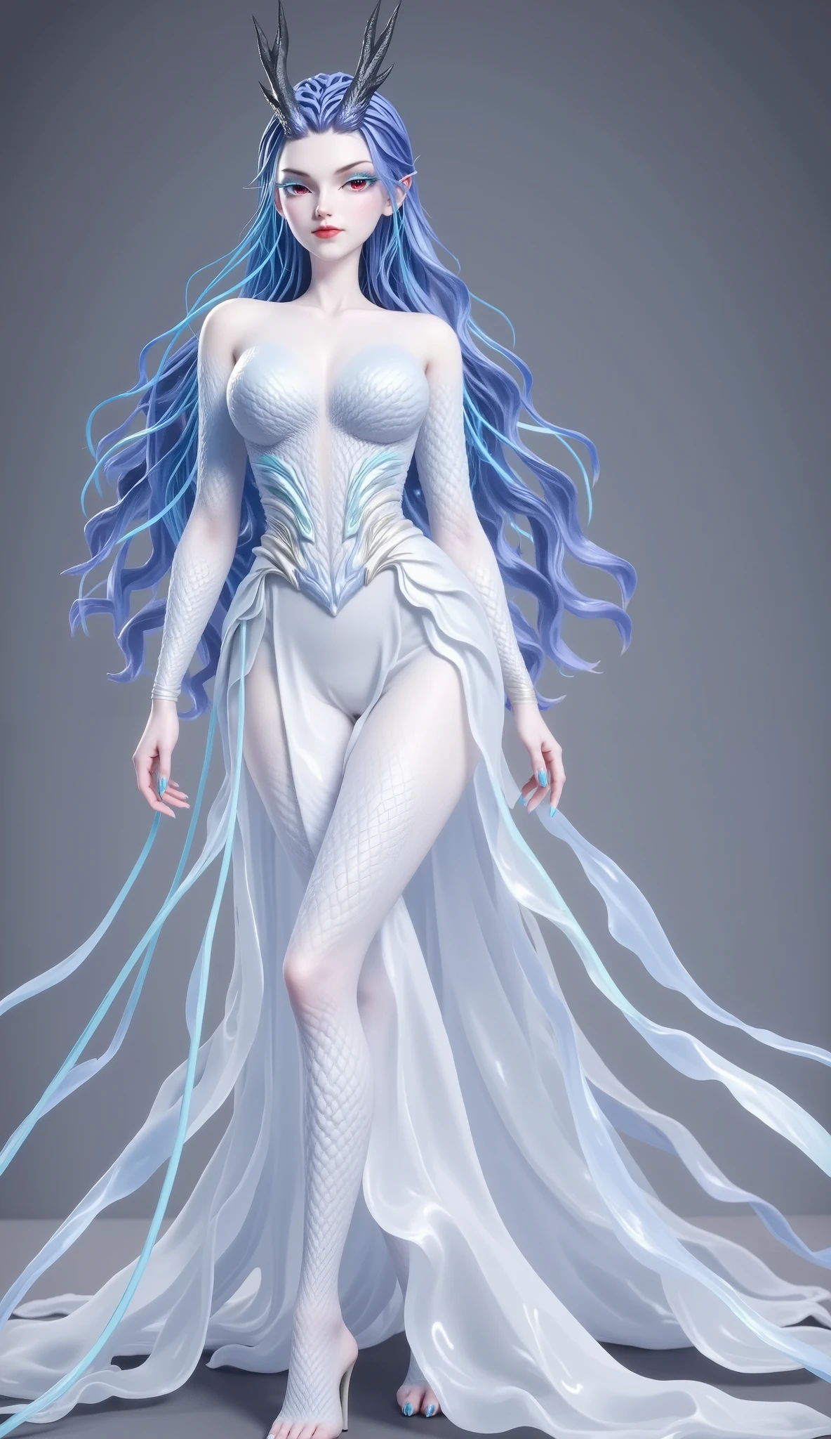 Dragon Girl, Unique , blue hair, Big breasts,big , reveals breasts, exposing chest, exposing chest, reveals breasts, reveals breasts