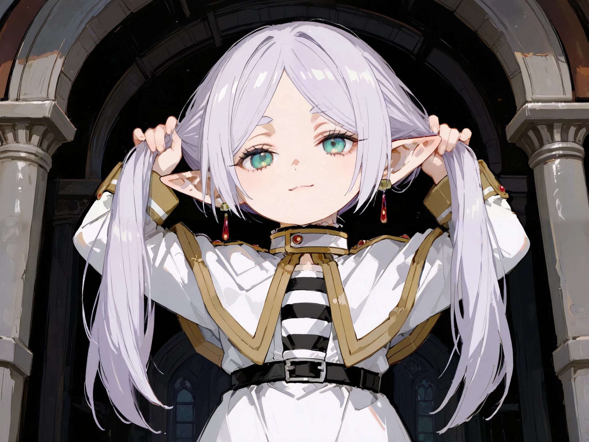 illustration,chibi,2girl\(fern \(sousou no frieren\),frieren,light smile,bunching hair,hands up, silky delicate hair\),cowboy shot,SakimiStyle,748cmstyle,detailed textures, digital painting, ultra-detailed, 8K, masterpiece, UHD, retina, masterpiece, accurate, anatomically correct, very aesthetic, high resolution, super detail, high details, high quality, best quality, highres, 1080P, HD, 16k