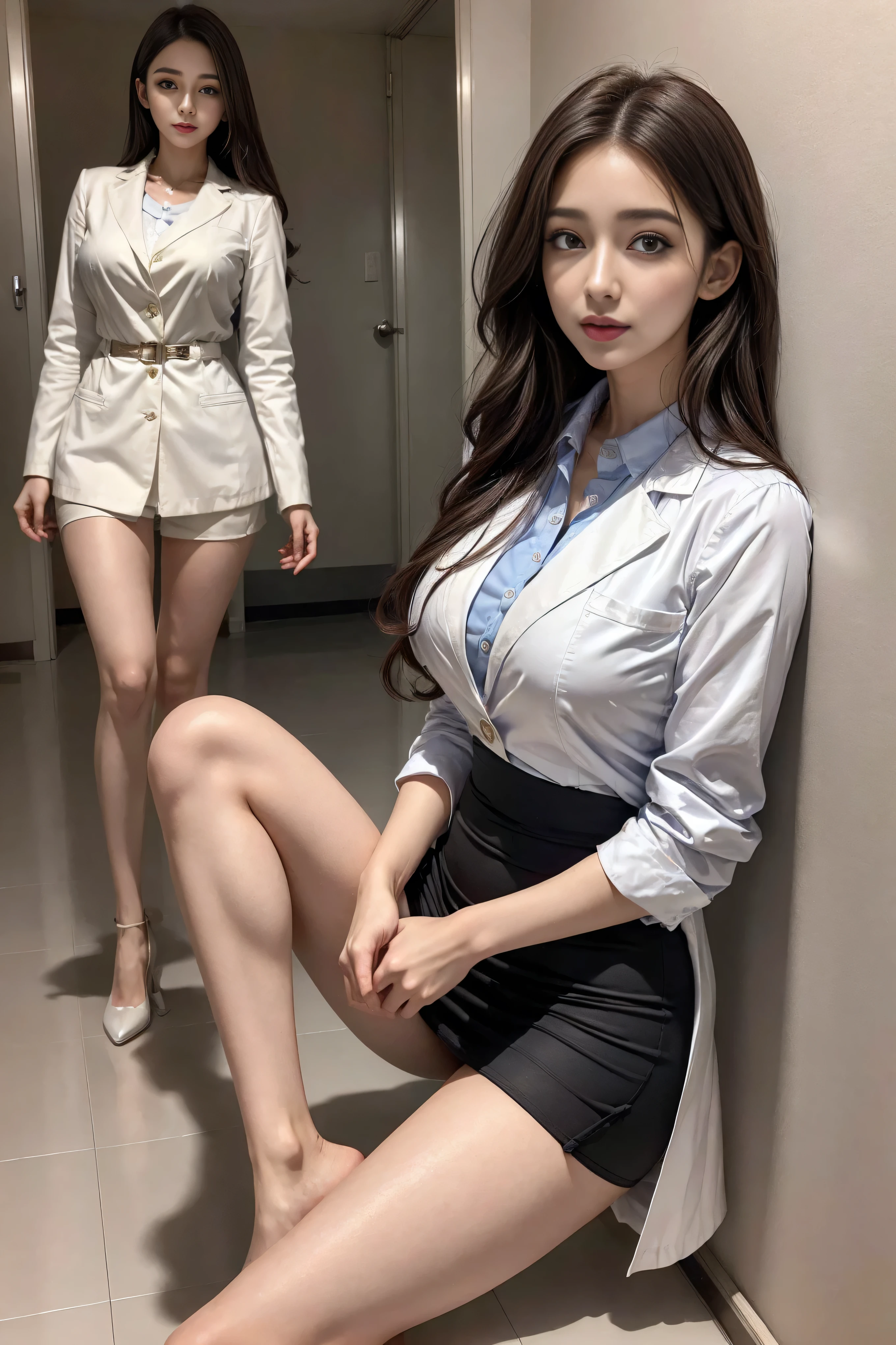 Beauty、BeautyOL、Detailed face、Realistic、beautiful girl、Beauty、Office Lady Uniform、beauty、Beautiful woman、Show off a slim waist、Handsome woman、Pants look、suit、Sexy pose