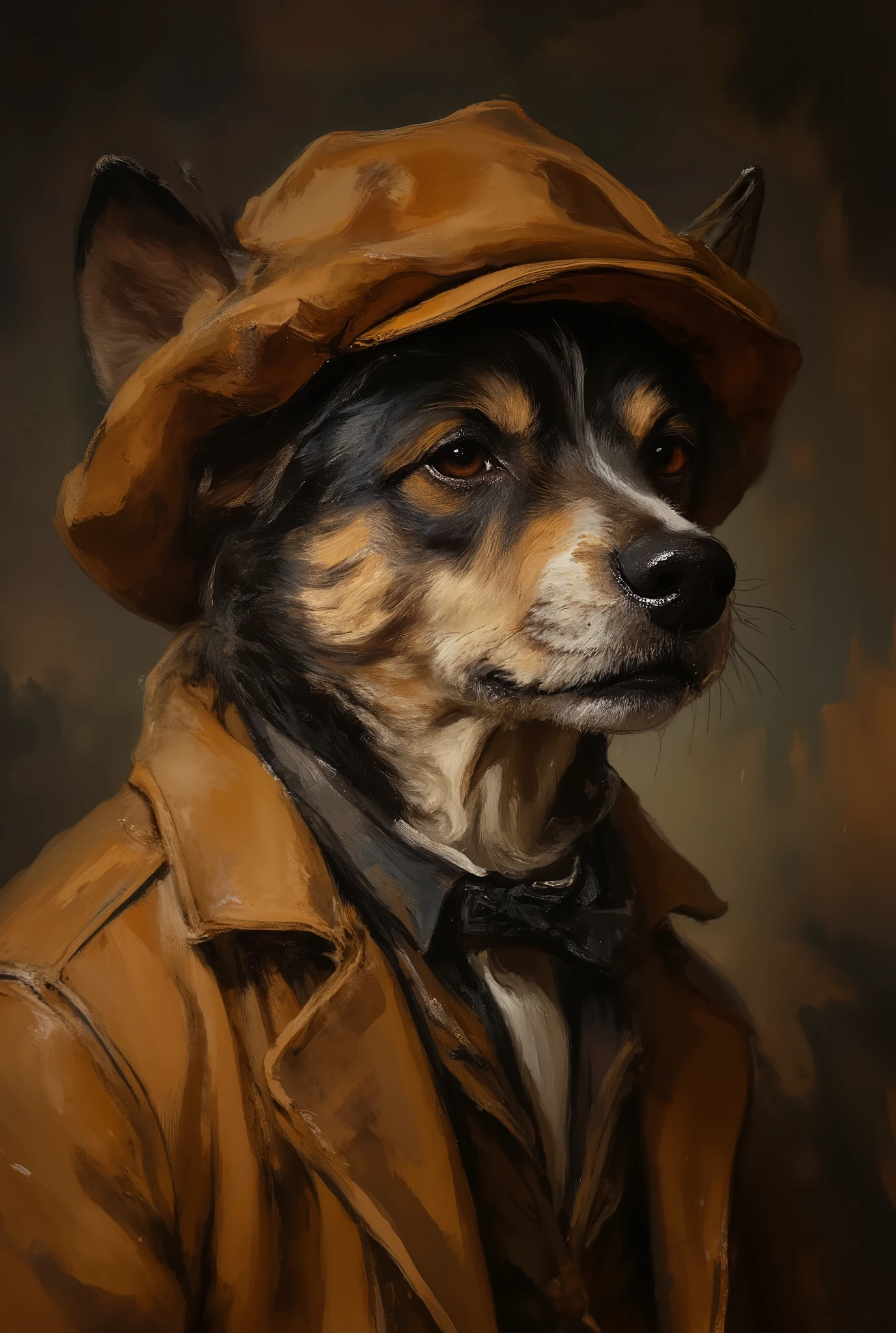 Anthropomorphic dog dressed as Sherlock Holmes, portrait, ultra detailed, absolutely resolution, masterpiece