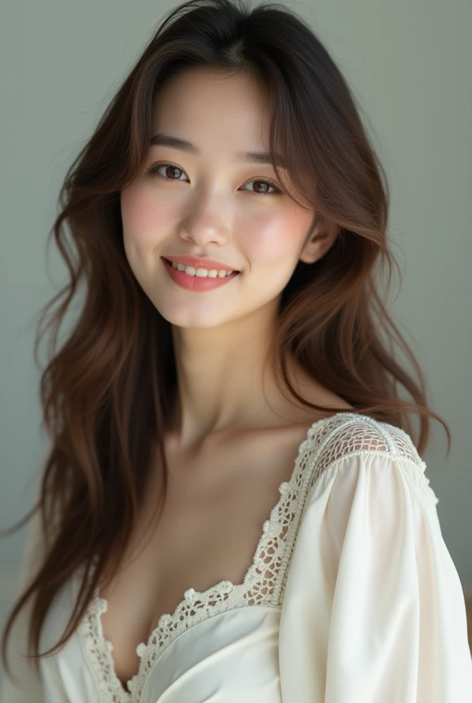 best quality, masterpiece, ultra high res, photorealistic, 1girl, offshoulder, smile