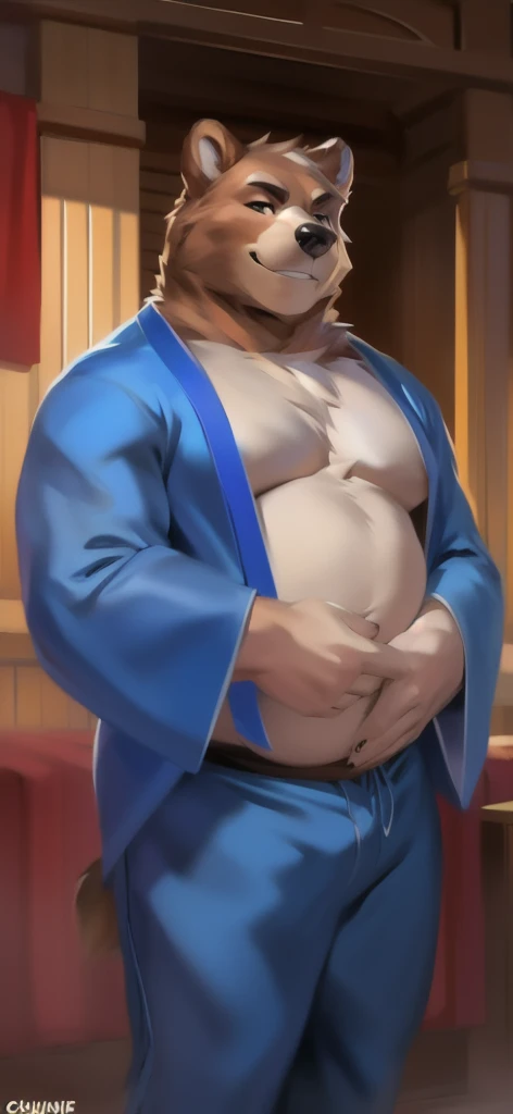 ((androgynous)), beautiful, (very short hair), (pudgy face), (thick), nipples, (belly button),  (ikemen), ((boyish)), (handsome), (chubby), belly, muscular, (beefy), (warrior), (Hakama), (Topknot), (cool)