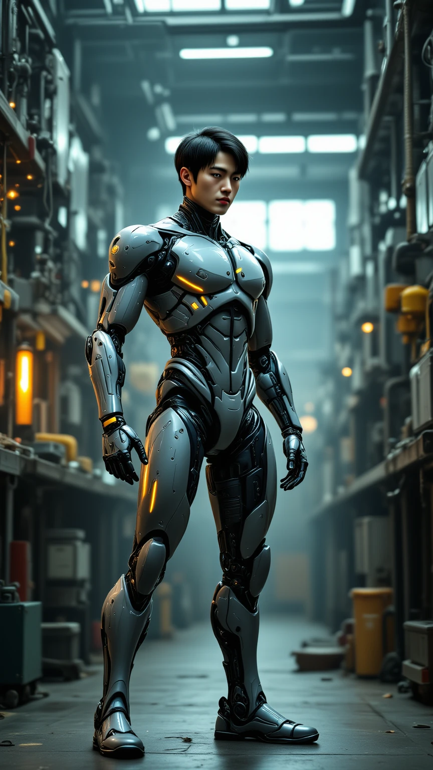 (masutepiece,High resolution,ultra - detailed:1.0),1(Boy,Robot Boy),Perfect male body,Look at the camera,Delicate eyes and delicate face,extremely details CG,Unity 8k壁纸,intricate-detail,solo person,Detailed face, (Futuristic skin-perfect white bodysuit), Best Quality, hands visible, (White Gloves), Beautiful and delicate blue short hair:1.5 , full length shot(fls) , big thighs , big hips , insane details, hyper details , photorealistic , only male , handsome boy , fat buttock , puffy nipples , 16k resolution , ultra-high clarity , hyperrealism, uhd,. K-pop idol ,   whore , slutty whore , swollen nipples , defeat , grins ,thick thighs, thick booty. Fat buttocks , male
