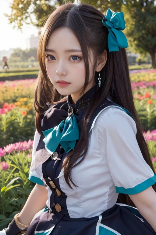 Delicate skin,largeeyes,Female junior high school student,mid - length hair,By bangs,realisticlying