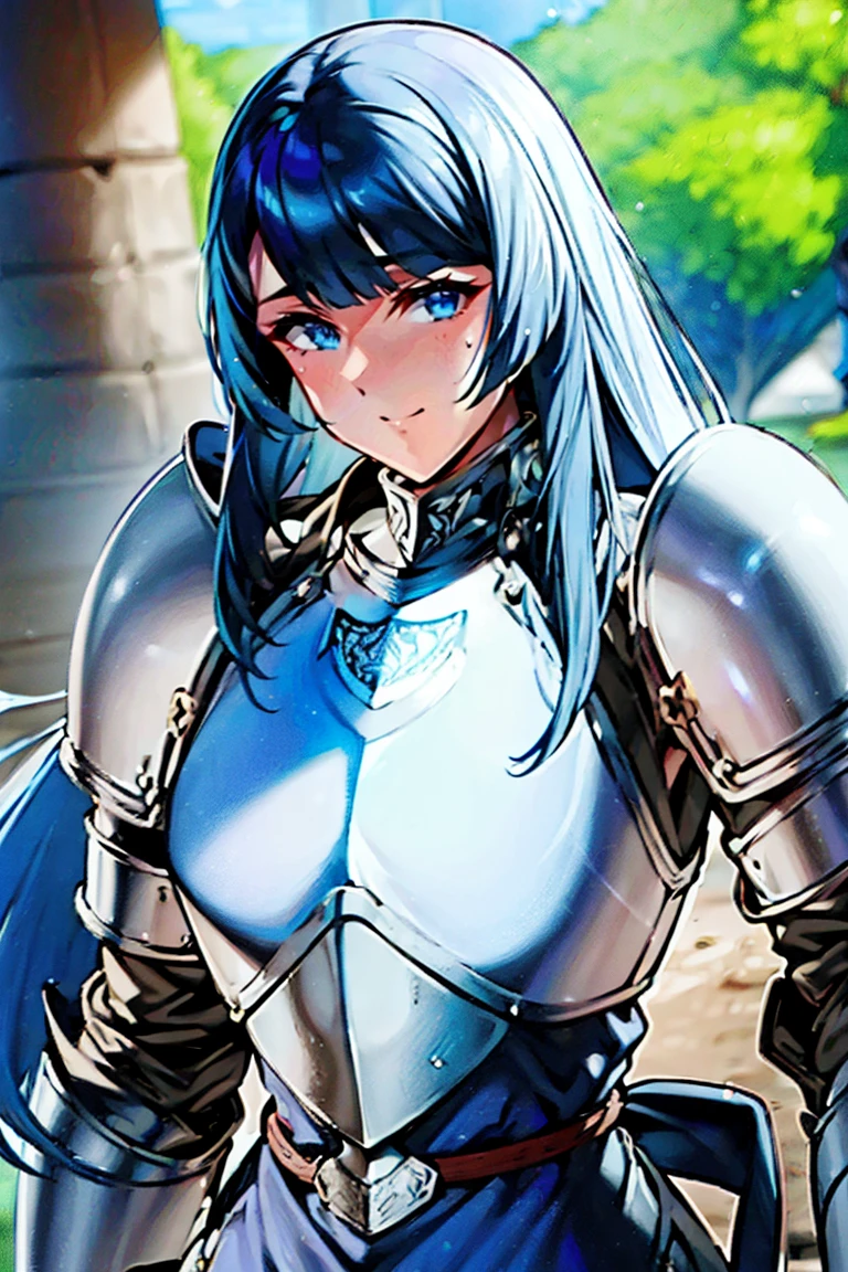 (close to viewer:1.5)、(masterpiece:1.5、Photorealistic:1.4,anime coloring:1.4、high resolution:1.4)、,(spot light:1.2、Exquisite beautiful eye:1.5,)、(stand:1.5)、()、(upper body:1.5)、
(kind eyes、tareme:1.4),()、(Cute Face)、(blue hair:1.5)、(middle hair:1.5),(sidelock :1.6),(blunt bangs:1.3),(1 girl)、(blue eyes:1.2)、(clear face:1.5),()、(solo)、(chromium metal black :1.5) ,(Abdominal muscles),(huge breasts),(),(leotard armor:1.5),(Leg guard)、()、()、Slim Body(),Shiny Hair、