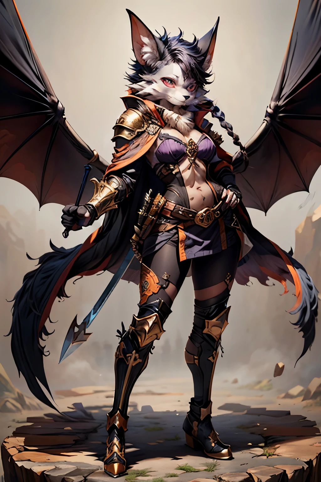 1girl, solo, full body, slim, petite, very long black hair, large leather (bat wings) contraption, hood, cleavage, thighhighs, pouch, belt, shoulder armor, pauldrons, necklace, earrings, realistic <lora:AS-CREED:0.8> AS-CREED <lora:dancer_v7-1-NAI-32:0.8>MOUTH VEIL, FACE VEIL, SEE-THROUGH <lora:Cyber_Angel:0.5> CyberAngel
