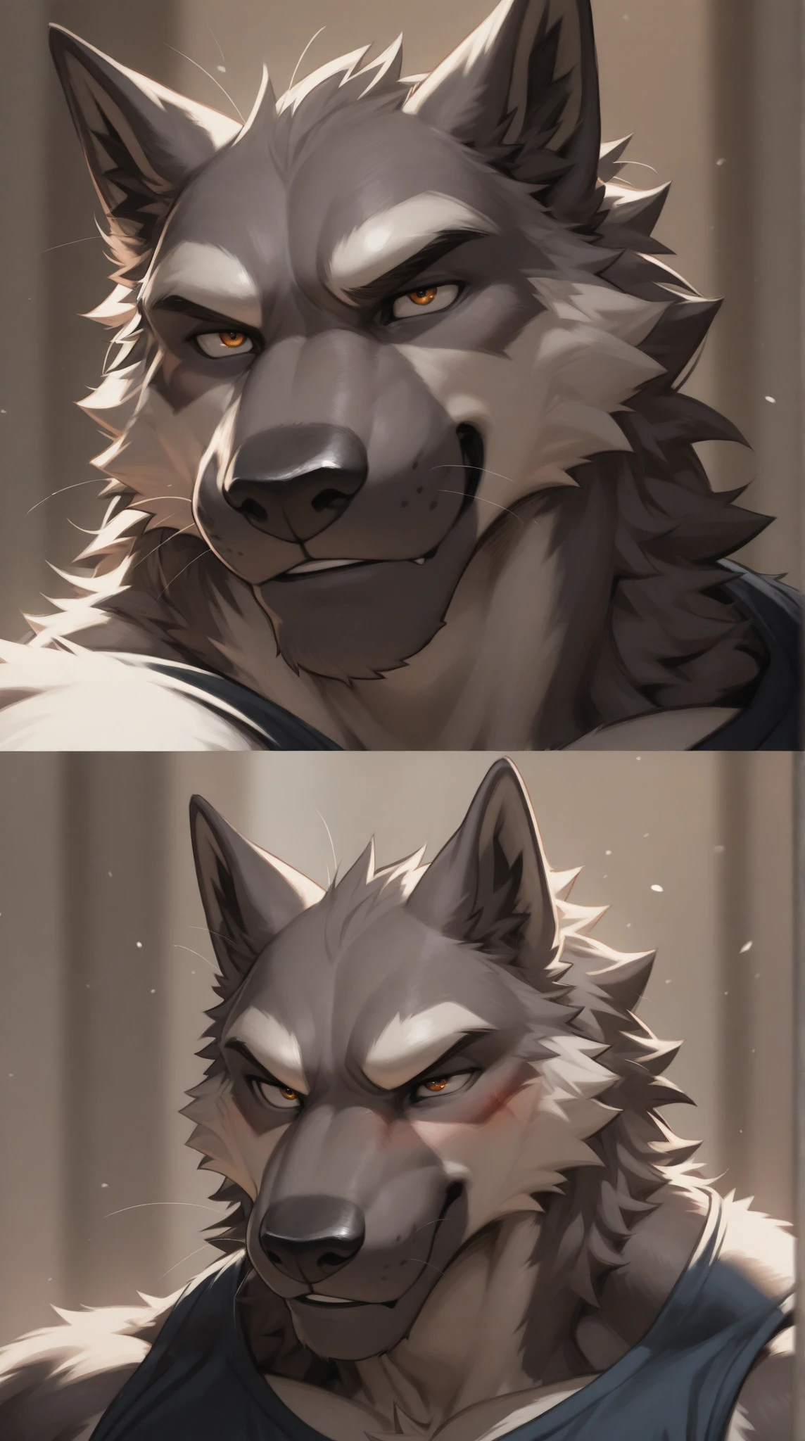 Lonely, ((spongy fur, spongy, furry body)), detailed spongy fur, delicate face, delicate Look like, dynamic poses, (ultra detailed), clear focus, genji, Look like, furry, (gray-black fur:1.5), White beard, human nature (black tiger), Chest hair,male, middle aged, white belly, Increase chest muscles.(((muscular))), (endomorph body type:0.4), not too fat, rest ((White T-shirt,Black swimsuit,exposing breasts,wet)), ultra delicate face, high detail, high quality, (Best Quality,4k,8k,high resolution,Masterpiece:1.2), (close up:1.3), author:Takemoto Arashi, The bullshit plant, author:The ghost of the void, From raccoon21, dynamic lighting, SMILE, (whole body:1.4), looking at the audience, eternity, close up肖像, indoorhigh resolution, 用thousand托住肚子, thousand.,详细的thousand,咧嘴SMILE, playa.