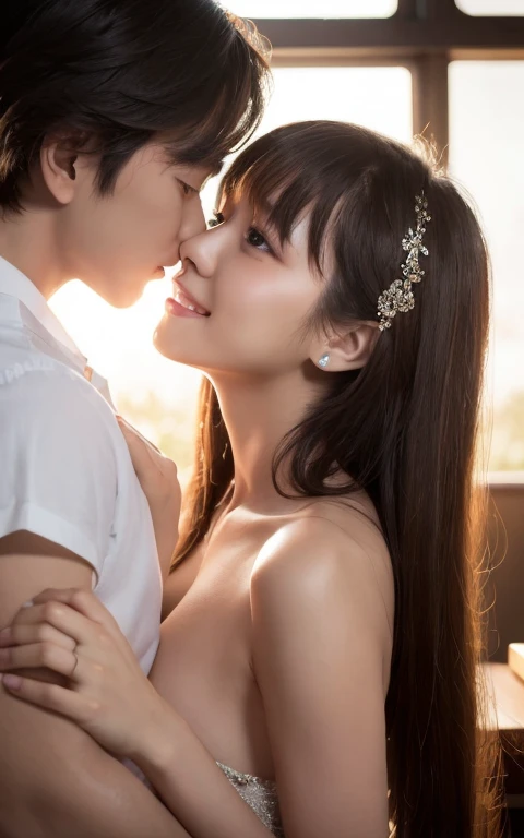 Just two persons A 70-year-old man and his 20-year-old daughter(name:spring、Completely naked、Your are completely exposed) springはCompletely nakedでは15歳のアイドルのように若くてかわいいです. Face to face deep kiss(Happy look with closed eyes) 浮浪者汚い格好の男性がspringのドレスの胸をはだかせる、springは上半身裸で、Small breasts and nipples fully exposed。