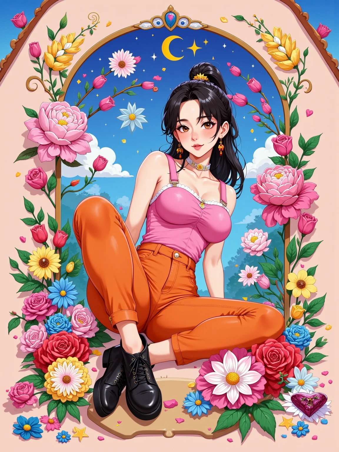 Teacher's Day illustration,A lovely teacher holding flowers, topless, Surrounded by a group of students,In a classroom, vector art,cheerfulness,Rejoice,Soft color palette,abstract paintings,Zen Buddhism,Overlay art with abstract light,Contemporary Chinese literati,Color gradient,Hierarchical form,Whimsical picture,Ethereal style painting