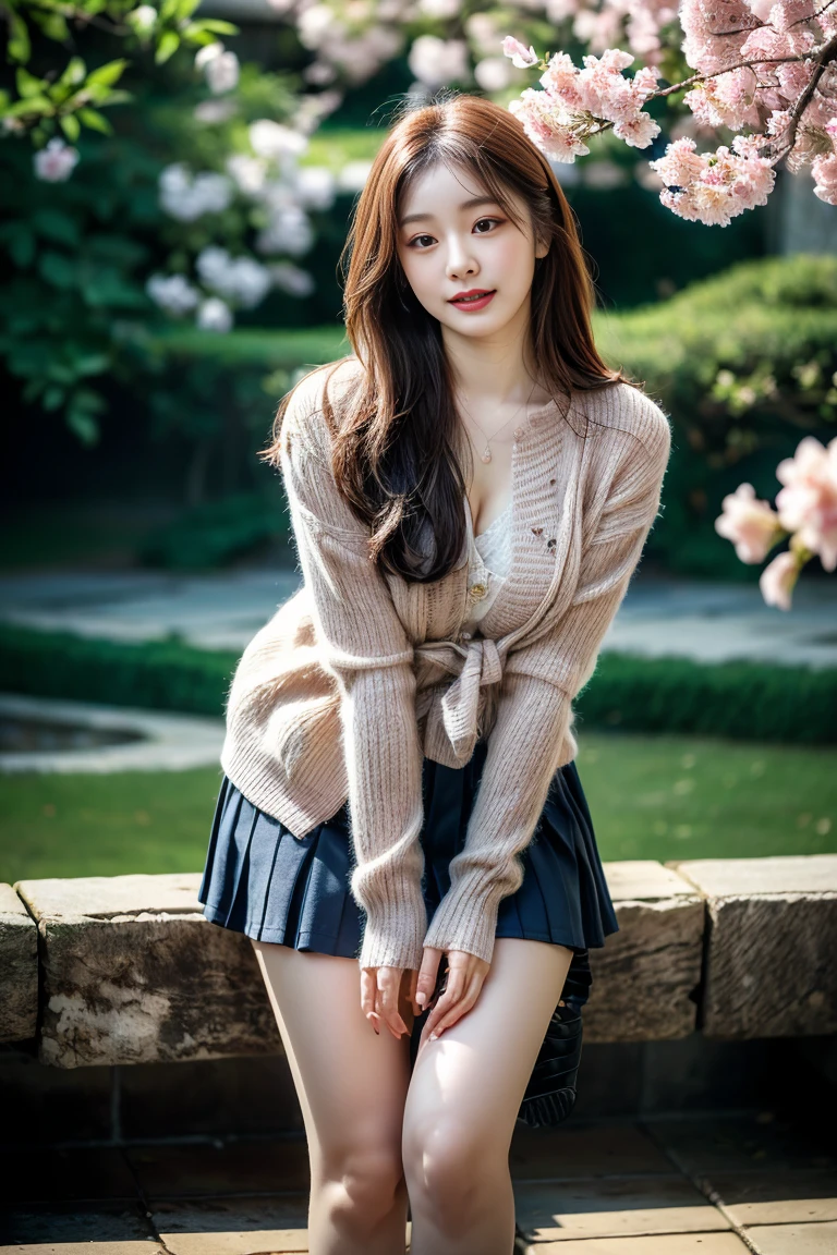 (realistic、Like a photograph、live action、8K, Photoreal, RAW photo, best image quality: 1.4), RAW photo, highest quality, realistic, Highly detailed CG Unity 8K wallpaper, Depth of written boundary, cinematic light, Lens flare, ray tracing, (very beautiful face, beautiful lips, beautiful eyes), (sexy ass:1.3、share、Line of panties)、(detailed panties:1.2、lace panties)、face with intricate details, ((super dense skin)) 1 girl,cute japanese girl、japanese idol、(looking at the viewer)、((full body shot))、(Tight Skirt:1.3、(long skirt:1.2)、Mermaid Line Skirt:1.1)、random hairstyle:1.2、cleavage:1.2、i like the style、Fashionable、super detail face、pay attention to details、Straight brown hair、sneakers、go up the stairs、earrings、Highly detailed and professional illuminated smile、perfect costume、(white skin)、(I can see the whole body)
