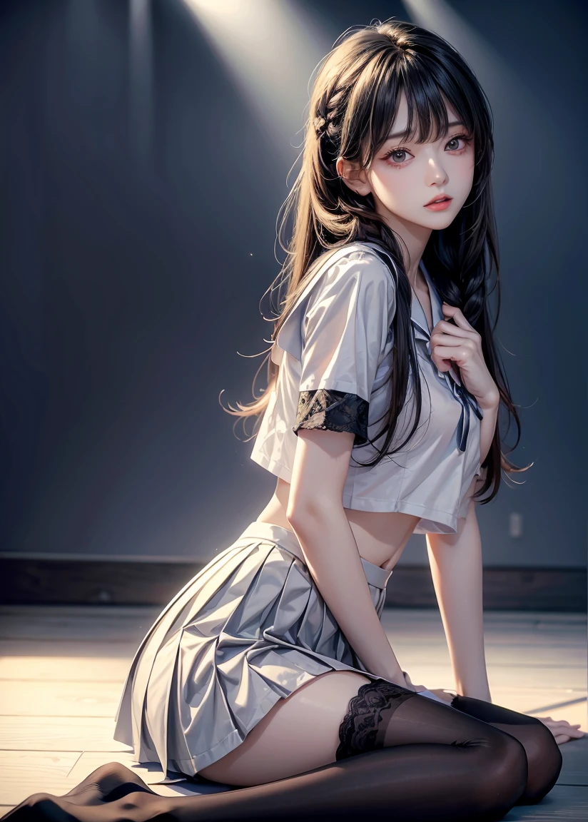 anime girl sitting on the ground with her legs crossed, small and curvy, fanart de marin kitagawa, estilo de arte anime moe, VESTIDO, garota anime sedutora, linda garota de anime agachada, a hiperrealista , estilo de anime ecchi, Gamoe Yandere, estudante realista, the anime girl is squatting, hiperrealista , ecchi