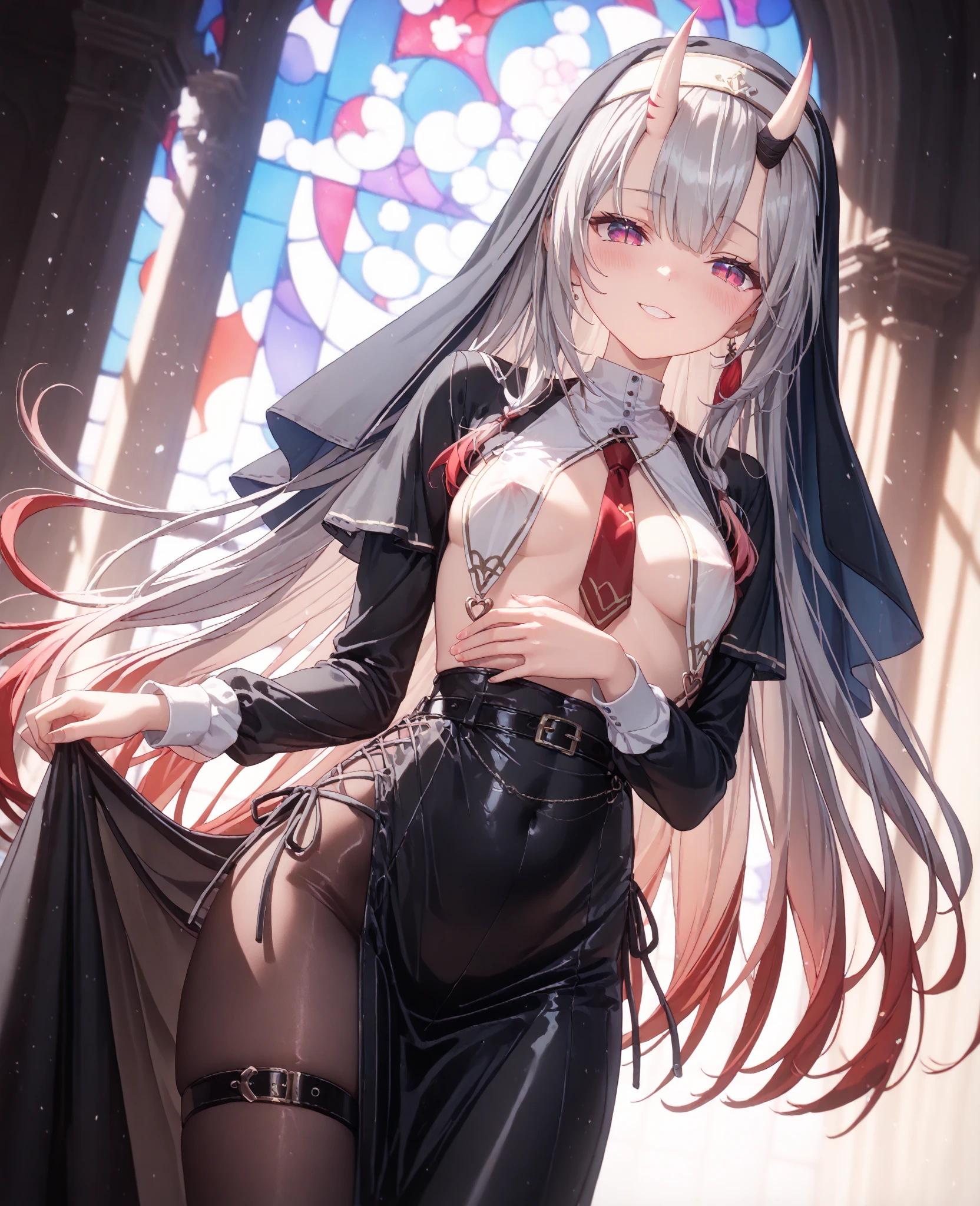 ((best quality)), ((masterpiece)), (detailed), 1girl, Character design, female, dynamic poses, long white grey hair, grey white eyes, very skinny, detailed, best quality, no accesoires around the neck, no shoes, prominent collarbones, skinny arms, flat stomach, visible hip bones, full body, blank white background, plain background, white background, red and white clothing, Bloodborne inspired, occult aesthetic, occult, detailed and intricate steampunk and detailed gothic, NSFW, Very dramatic and cinematic lighting, cosmic horror, grim-dark, side-lighting, perfect face, NSFW, Fluttering lace flared long knee length dress with frilly petticoats, knee length dress, pleated petticoats, petticoats gothic, complex lace boots, side-lighting, gothic aesthetic, wielding a mighty sword with mechanical components, mandalas, small breasts, a fairy, various different types of insect wings, NSFW, full body, whole body, body, plain background, white background, blank background, no background, white background NSFW, chains, full body, whole body, head-to-toe NSFW
