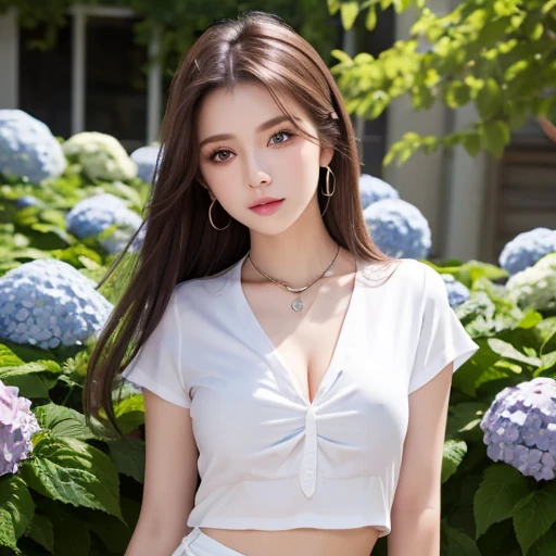 (, high resolution, Ultra Detailed, nffsw), On the table, best quality, SAMA1, Tira, Sailor warrior, White gloves, Red sailor collar, Red Skirt, Star necklace, Elbow groove, Pleated Skirt, Bare legs, Purple bow, Cowboy photoshoot, outdoor, Bokeh (85mm lens), Front camera, Gentle expression, wind blowing hair, fluffy hair, hair ((Brown)), Ponytail, Casual hairstyles, Blonde hair, Mole under left eye, Perfect body, Big breasts, Large Breasts, Top quality wearing hair ribbons, Earrings of top quality,