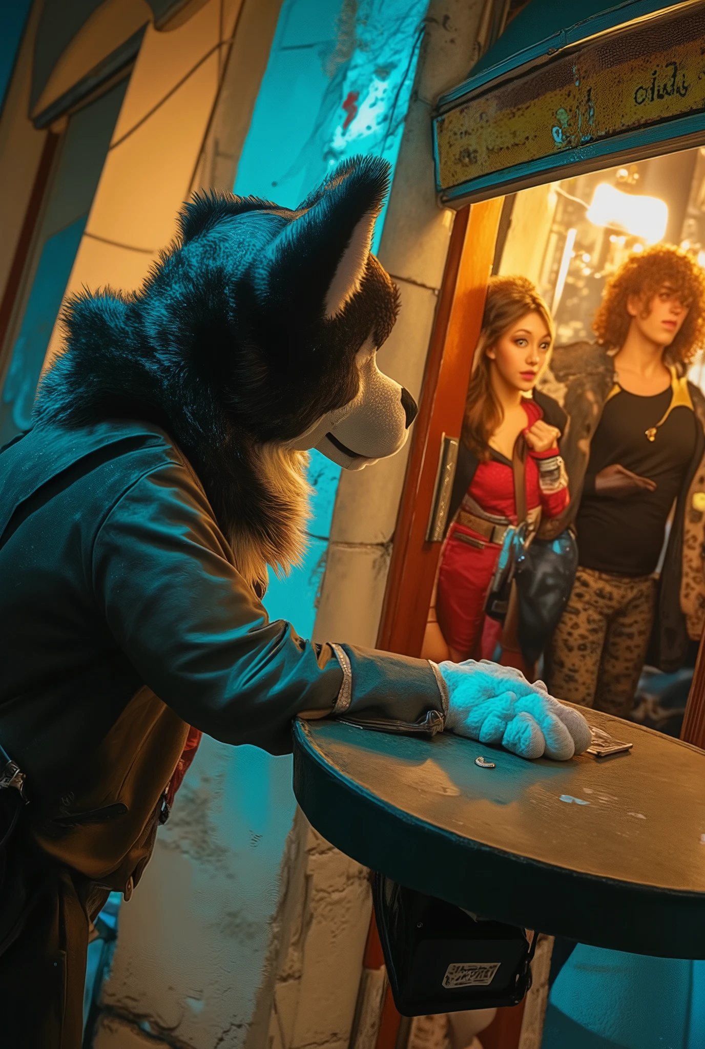  comical scene 、A detective in a dog costume takes a peek at the scene of an affair from behind、Investigation of an investigation into an investigation、