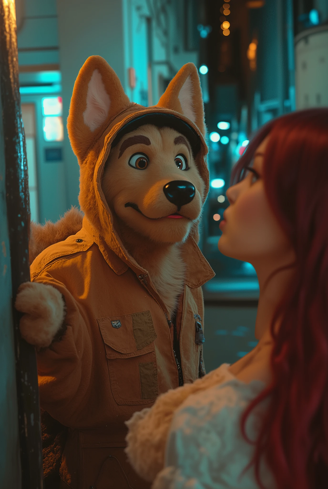  comical scene 、A detective in a dog costume takes a peek at the scene of an affair from behind、Investigation of an investigation into an investigation、