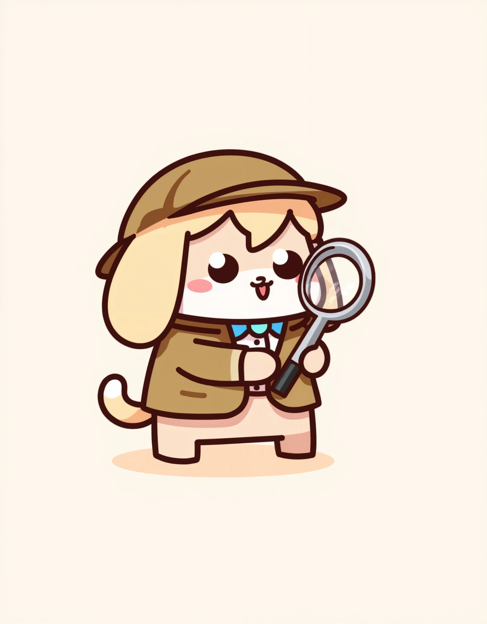 (  masterpiece:1.2, best illustration),8k16k, wallpaper,(Dog Detective:2.0),( I'm looking at the magnifying glass:2.0),(My eyes look big on the magnifying glass ),(He's wearing a detective costume :2.0),( minimalist:2.0),( cute:1.6),(  anime artwork:1.6),(  vector art :1.6),(SAN-X style :1.6),(Smelter background:1.6),( line art :1.6),(  pastel colors  :1.6)
