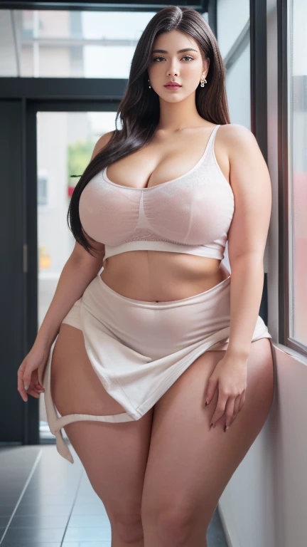 (Nights: 1.7), Modern apartment, high-rise, City view, In front of the window, Standing straight, Hands down, Indonesian woman, white sheer dress, cleavage, collarbone, purple eyes, 1 girl, beautiful woman, small lips beautiful , Beautiful fingers, thick body, thick thighs, thick beautiful girl, front and back, stunning giant goddess shot, curvy wavy booty, thick and thick lines, angelawhite, beautiful legs thick, big booty, voluptuous body, wide hips, Beautiful body, Beautiful nose, Beautiful character design, perfect eyes, perfect face, expressive eyes, looking at the viewer, in the center of the picture, (Top_Body), (Focus on the face) , art office, highly detailed unity CG 8k wallpaper, perfect lighting , Colorful, Bright_Front_face_Lighting, shiny skin, (masterpiece: 1.0), (best_quality: 1.0), very high resolution, 4K, high detail, photography, 8K, HDR, high resolution, absurd:1.2, Kodak portra 400, film grain, background blur, bokeh:1.2, lens flare, (vibrant_color :1.2 ​​​​​​​​​​) (Beautiful,large_Breasts:1.4), (beautiful_face:1.5 ),(narrow_waist).