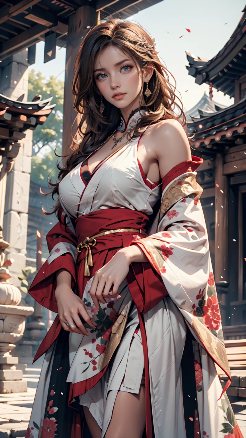 (Mysterious:1.3, 16k, highest quality, masterpiece, Ultra-high resolution), ((rain, From below)), Perfect dynamic composition:1.2, Highly detailed skin and facial textures:1.2, Professional camera work:1.1, Mysterious肖像画:1.1, Cinematic Light:1.1, Ultra-detailed, (Fantastic, tradition, Majestic), rainに濡れたスリムな女神, Incredibly slim body, Fair skin, Sexy beauty, Very beautiful face, Totally captivates you, (Ride the Dragon:1.0, Japanese Shrine Maiden Costume:1.0), (Shapely breasts, Chest gap), (Cowboy Shot, Calm pose), (Big eyes that exude beautiful eroticism, Lips that exude beautiful eroticism), necklace, Earrings, bracelet, Great background