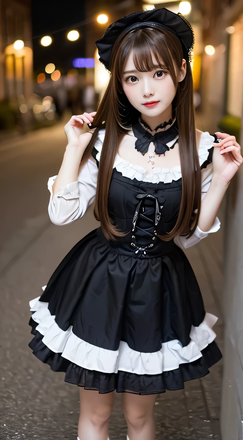 (((Japanese)))() ((((10-year-old girlole body写真 Full Shot short hair Low ponytail whole body Black pantyhose cute Moe sleeves Long sleeves Hands in sleeves Shot from between the legs Spread your legs Spread your legs Smile and squint Photographing the crotch Panties visible through the gap (((Gothic Punk))) Spiky Gothic Lolita Long skirt race Frills fl mesh