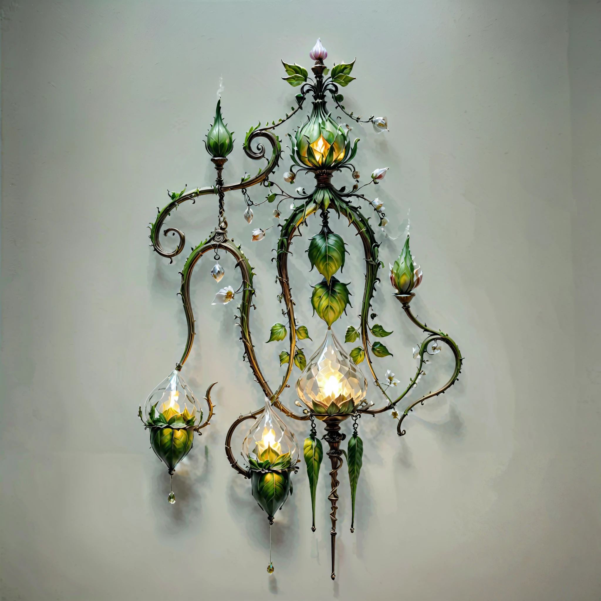 Mood Plant Mural , Goblin Core Fairy Core Decor, Dark College Oil Painting , Victorian Vintage Aesthetics (( white background ))