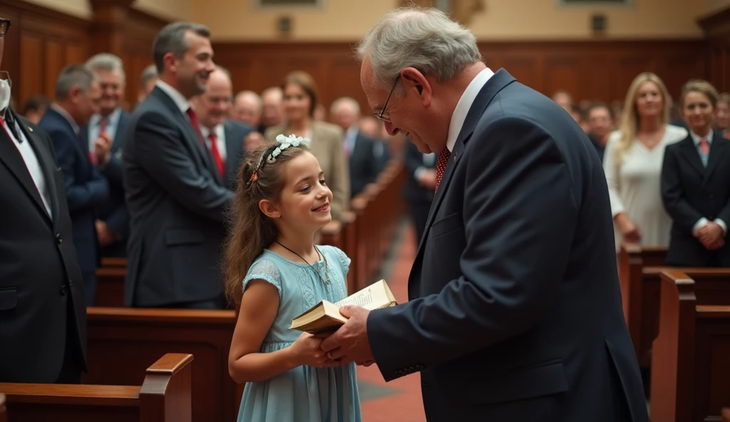 Please create a realistic image of a child being baptized in a Catholic church with a priest in the West for presentation in 16x9 format