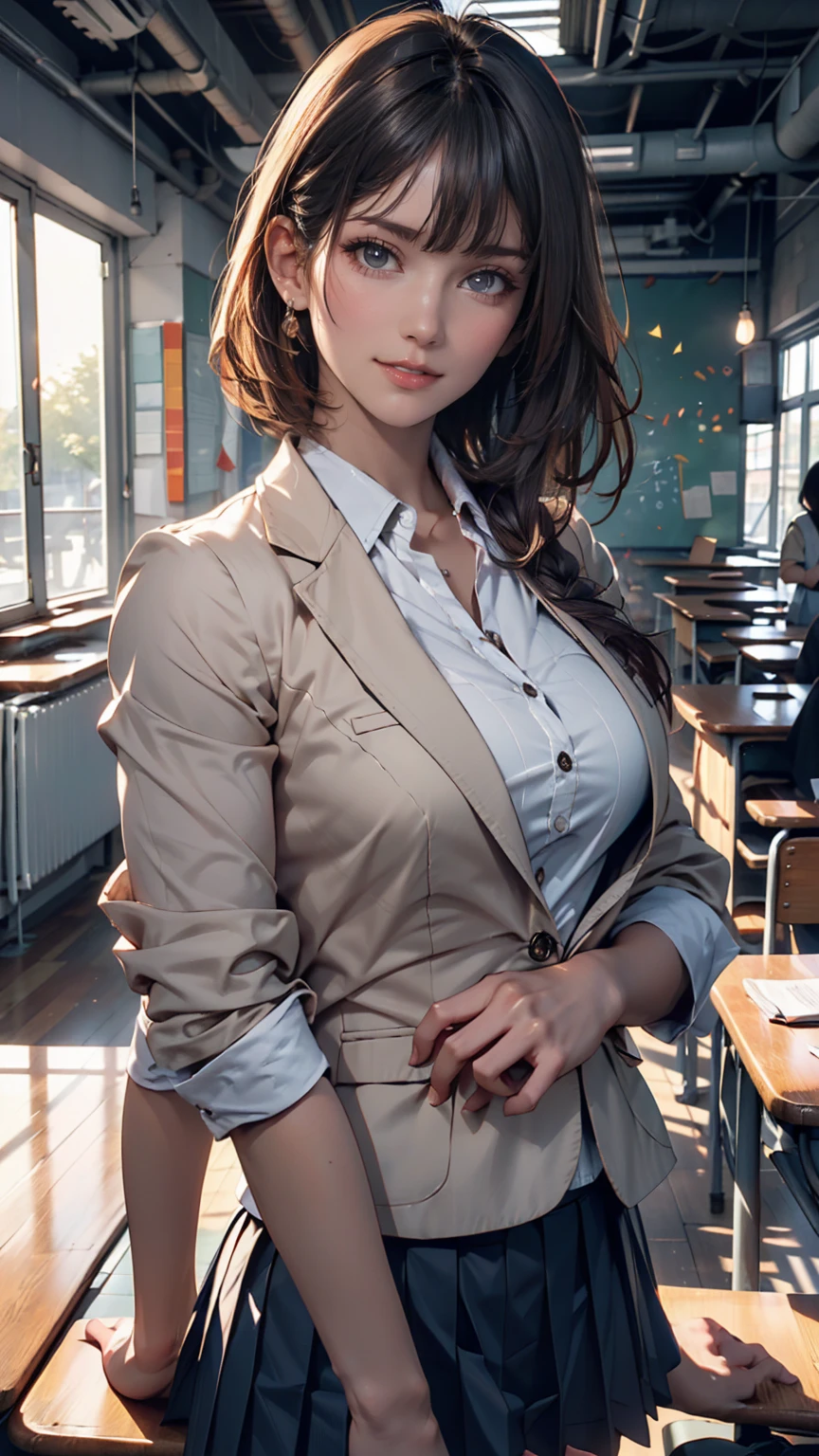 Woman in business casual clothes in office。Fashion-conscious、Wearing a stylish jacket and pants。