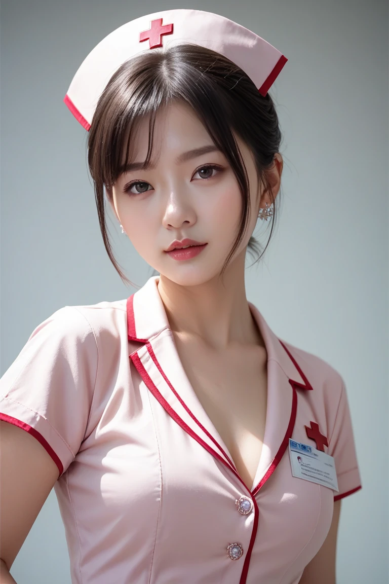 A cute girl ,big boobs , wearing a nurse outfit