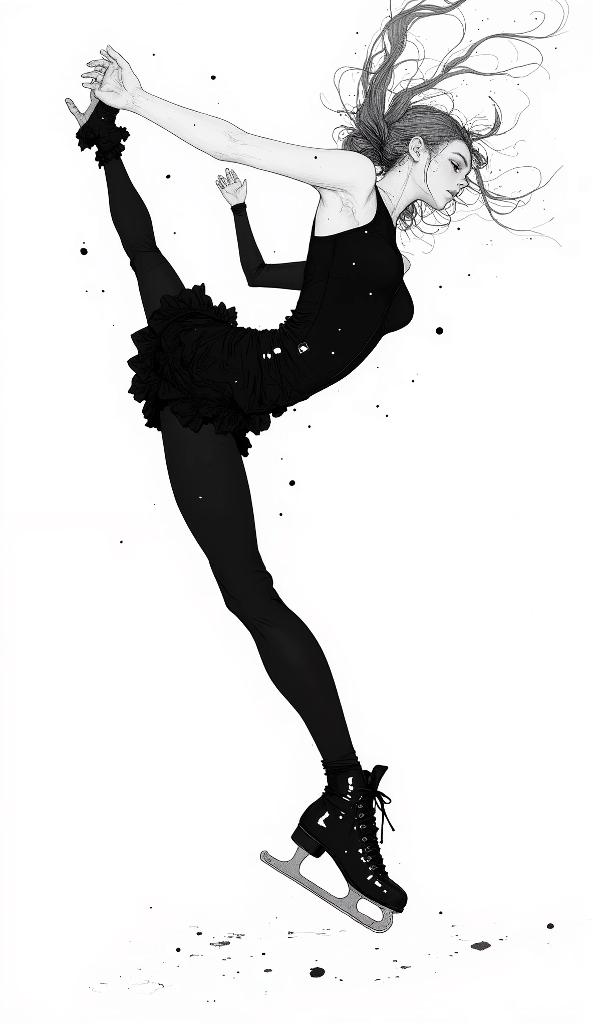 liquid ink painting,splash ink, Anna Dietman style, figure, inked-art, side view,