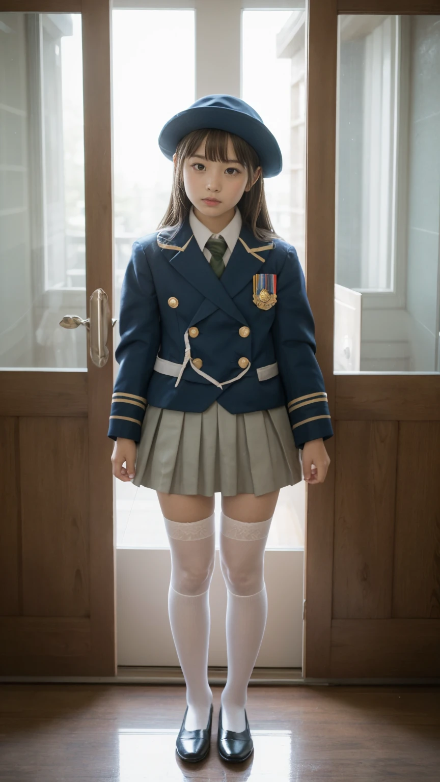 14 years old Caucasian female student with uniform