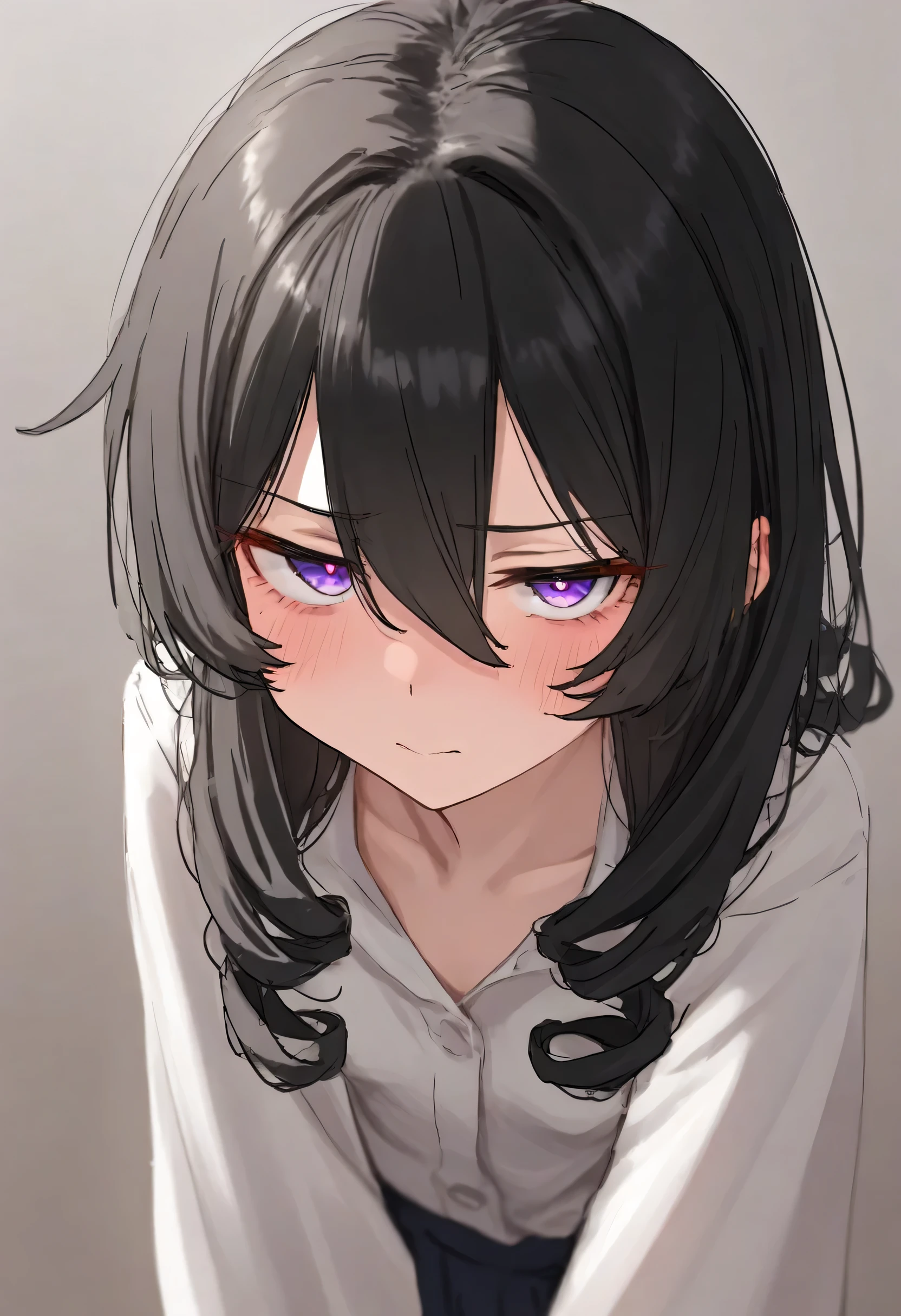 aruhshura, masterpiece, best quality, very awa, year 2024, newest, highres, absurdres, yokai, grinning, looking at viewer, curly, black hair, jitome