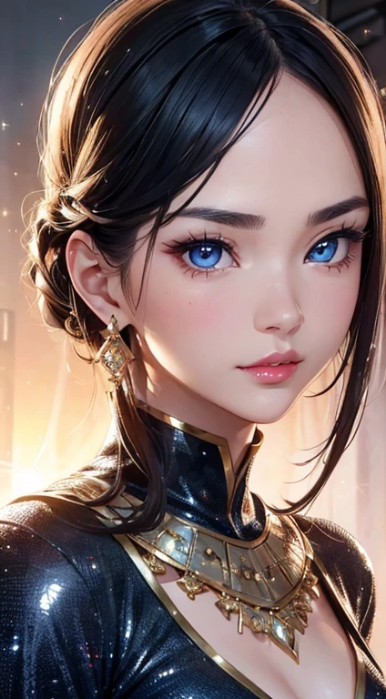 Masterpiece, 8K, Naked Leak, Naked Leaky Shoulders, Naked Leaky 3/4, Sexy, Anime Girl posing in front of a tree with blue eyes and gold dress, Beautiful Anime Portrait, Detailed Digital Anime Art, Guvez Style Artwork, Artgerm on ArtStation Pixiv, Detailed Portrait of Anime Girl, Guweiz on ArtStation Pixiv, Guweiz on Pixiv, IG Model | Art Germ