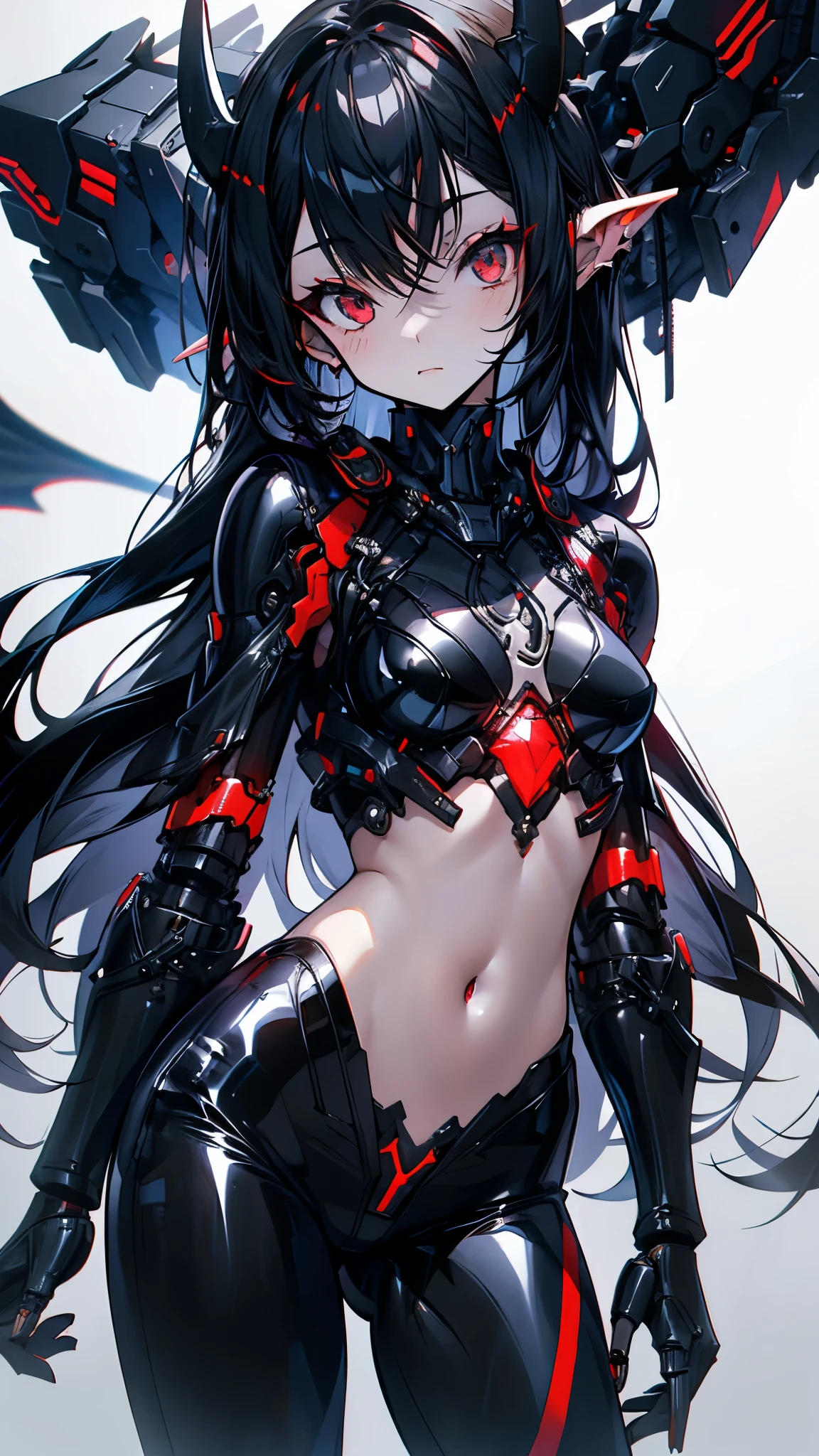(((masterpiece)))、((top-quality))、(The ultra-detailliert)、(CG Illustration)、(an extremely devious and beautiful))、Cinematic Light、((1 Mechanical Girl))、Single、(Mechanical joint:1.4)、((Mechanical limb))、(Blood vessels attached to tubes)、((Mechanical spine attached to the back))、((Mechanical cervical vertebrae attached to neck)、((Back to the viewer))、deadpan、(Wires and cables attached to the head and body:1.5)、 scientific fiction、Apocalypse、Ruins、(Lower body integrated with mechanical devices)、(Blood:1.5)、cruel、absurderes、Erotic rotesque、Integration with machines、doomsday、Ultra-future、Inorganic、research institute、srestrained、(Beautiful and indulgent:1.2)、(1girl in:1.3)、Body wrapped around the tentacles of the machine、black large feathers on the back,,2
