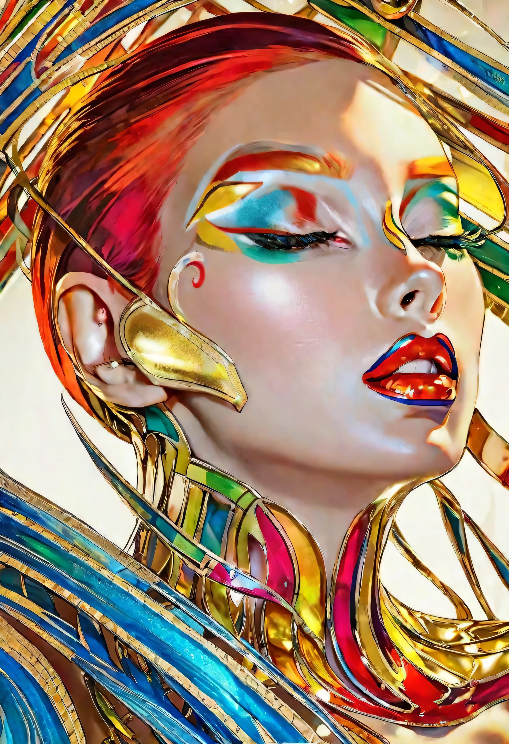  Psychedelic Unique and Intricate Makeup  {x}  Innovative Professional fashion photos of people wearing makeup, [ Wayne Goss : Marlene Chen :0.5],   Cindie Sherman Photography ,
 Blake Supermodel ,   Beautiful Face with Attention to Details  , fun,  eye closed , Futuristic makeup, Revolutionary Makeup, Avant-garde cosmetics,  Bold color palette ,  Artistic Face Paint , Futuristic beauty,  High Fashion Makeup Style , Impressive features,  Creative Makeup Techniques , Abstract Beauty ,   hanging out with super realistic details  ,  Brilliant and Unconventional Makeup , beauty innovation,  Advanced Makeup Techniques , 
休止
最 high quality,  high quality,  masterpiece,  cell shading , [Uros's name : Kelly Frias :0.5],
break
LUT,   advanced lighting technology  ,   High Dynamic Range ,  Vivid and accurate colors  , Harmonious color scheme,  carefully drawn down to the details , eye-catching ,  Emotionally Attractive ,  Sharp Contrasts ,  Digital Painting Quality ,  Cinematic Quality , Subtle Shadows,  Complicated Shading , Depth of immersion,  Advanced Rendering ,  depth of coverage,  sharp concentration,   Depth and Perspective  , bokeh,  vintage, faded film ,  Film Grain,