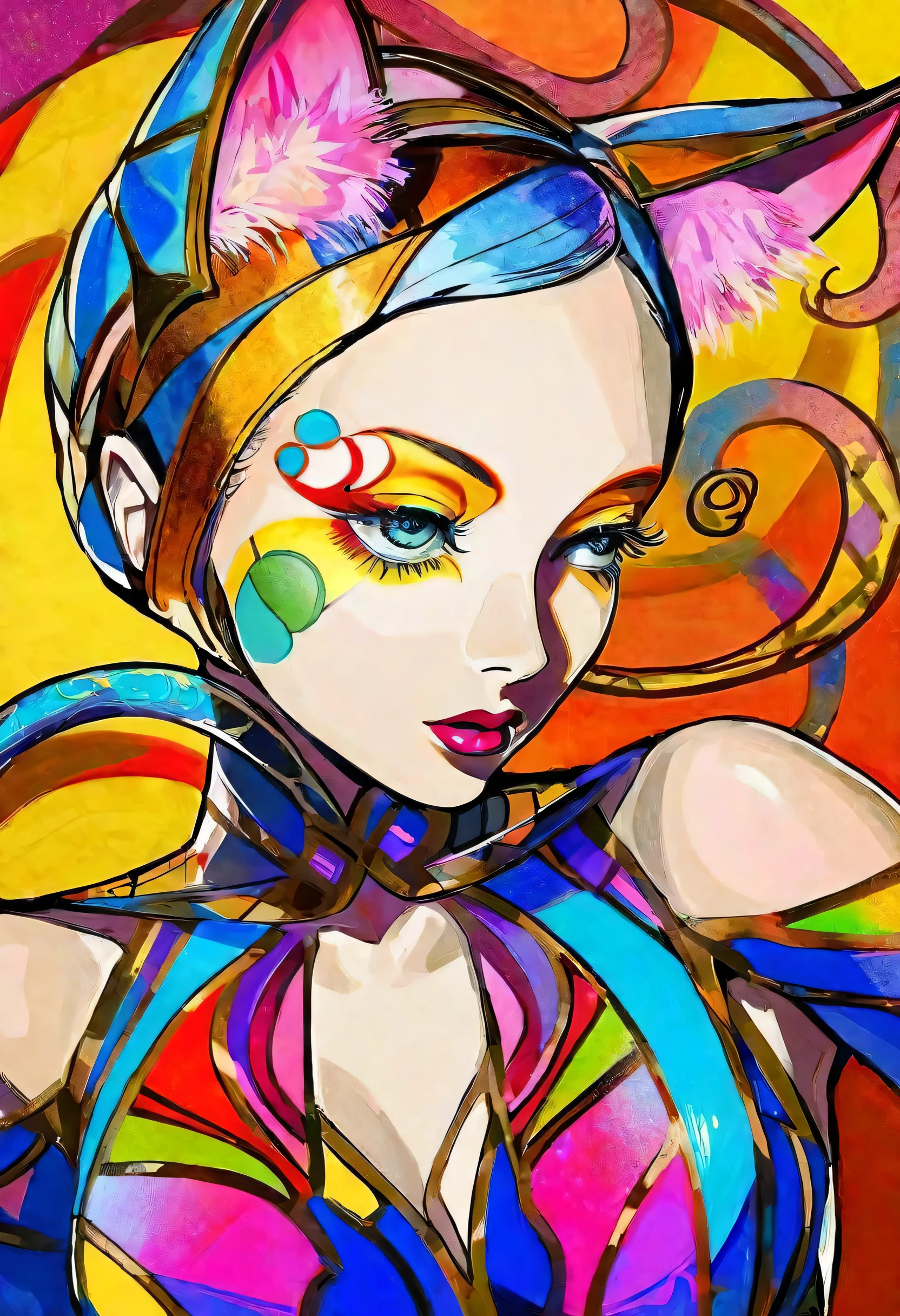   Psychedelic Unique and Intricate Makeup  {x} Professional fashion photos of cats with innovative makeup, [ Wayne Goss : Marlene Chen :0.5],   Cindie Sherman Photography ,
 Blake Supermodel ,   Beautiful Face with Attention to Details  , fun,  Futuristic makeup, Revolutionary Makeup, Avant-garde cosmetics,  Bold color palette ,  Artistic Face Paint , Futuristic beauty,  High Fashion Makeup Style ,  Creative Makeup Techniques , Abstract Beauty ,   hanging out with super realistic details  ,  Brilliant and Unconventional Makeup , beauty innovation,  Advanced Makeup Techniques , 

最 high quality,  high quality,  masterpiece,  cell shading , [Uros's name : Kelly Frias :0.5],

FEB,   advanced lighting technology  ,   High Dynamic Range ,  Vivid and accurate colors  , Harmonious color scheme,  carefully drawn down to the details , eye-catching ,  Emotionally Attractive ,  Sharp Contrasts ,  Digital Painting Quality ,  Cinematic Quality , Subtle Shadows,  Complicated Shading , Depth of immersion,  Advanced Rendering ,  depth of coverage,  sharp concentration,   Depth and Perspective  , Bokeh,  vintage, faded film,  Film Grain,