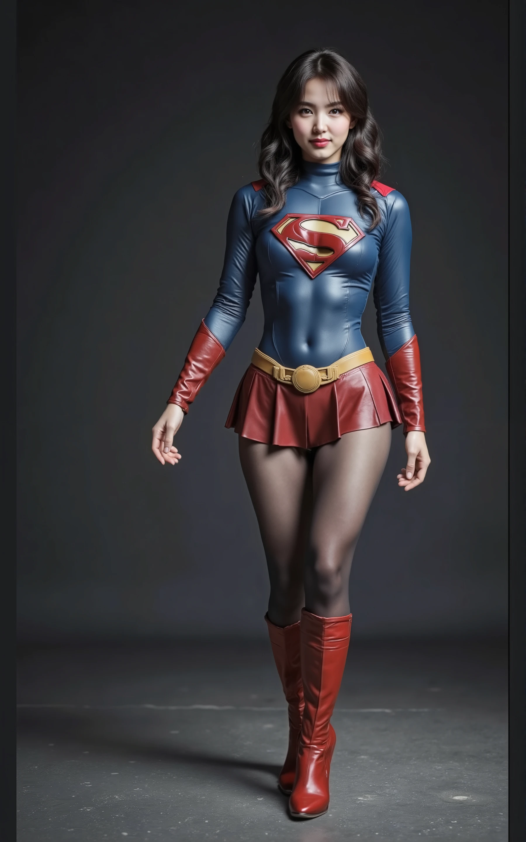 No background、(((Beautiful legs in black tights.)))、(((Legally express the beauty of your smile)))、((((Make the most of your original images)))、(((Supergirl Costume)))、(((Beautiful short bob hair)))、(((suffering)))、(((Please wear black tights....、Wear red boots)))、((Best image quality、8k))、((Highest quality、8k、masterpiece:1.3))、(((Preserve background )))、Sharp focus:1.2、Beautiful woman with perfect figure:1.4、Slim Abs:1.2、Wet body:1.5、Highly detailed face and skin texture、8k