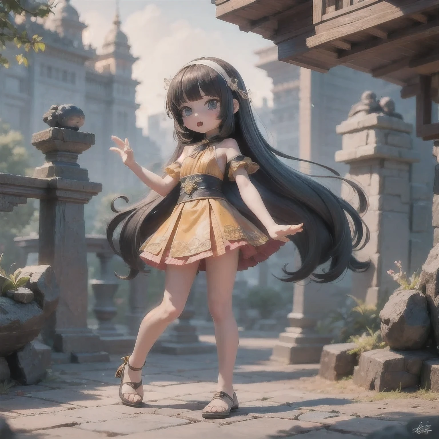 32 K(tmasterpiece,k hd,hyper H D,32 K)normal quality, jpeg artifacts, signature, watermark, extra fingers, fewer digits, extra limbs, extra arms,extra legs, malformed limbs, fused fingers, too many fingers, long neck, cross-eyed,mutated hands, polar lowres, bad body, bad proportions, gross proportions, text, error, missing fingers, missing arms, missing legs, extra digit, extra arms, extra leg, extra foot, ((repeating hair))Long flowing black hair,ponds,z ydink, a color, Asian people (Silly girl)