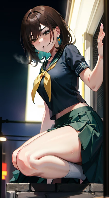 (Browsing Caution:1.8), ((Highest quality, masterpiece, 8K, High resolution, detailed)), ((A photo of a high school girl wearing see-through panties)), ((A high school girl standing with her legs open in black pantyhose)), Blazer uniform, The wind has blown her skirt up, exposing her underwear, 15 year old high school girl, Beautiful and firm breasts, Beautiful and distortion-free face, Young and cute gravure idol, Realistic young gravure idol, Young and thin gravure idol, Japanese Goddess, (Natural Side Lighting, Cinema Lighting), Written boundary depth, Looking at the audience, Front view, 1 Girl, Asian, ((Bob Hair)), Perfect Face, Cute symmetrical face, Pale skin, Shiny skin, Asymmetrical bangs, Big eyes, Droopy eyes, Long eyelashes, thin, Beautiful Hair, Beautiful Face, Beautiful and beautiful eyes, Beautiful clavicle, Beautiful body, Beautiful breasts, Beautiful thighs, Beautiful legs, Beautiful fingers, (Beautiful views), evening, Droopy eyes,