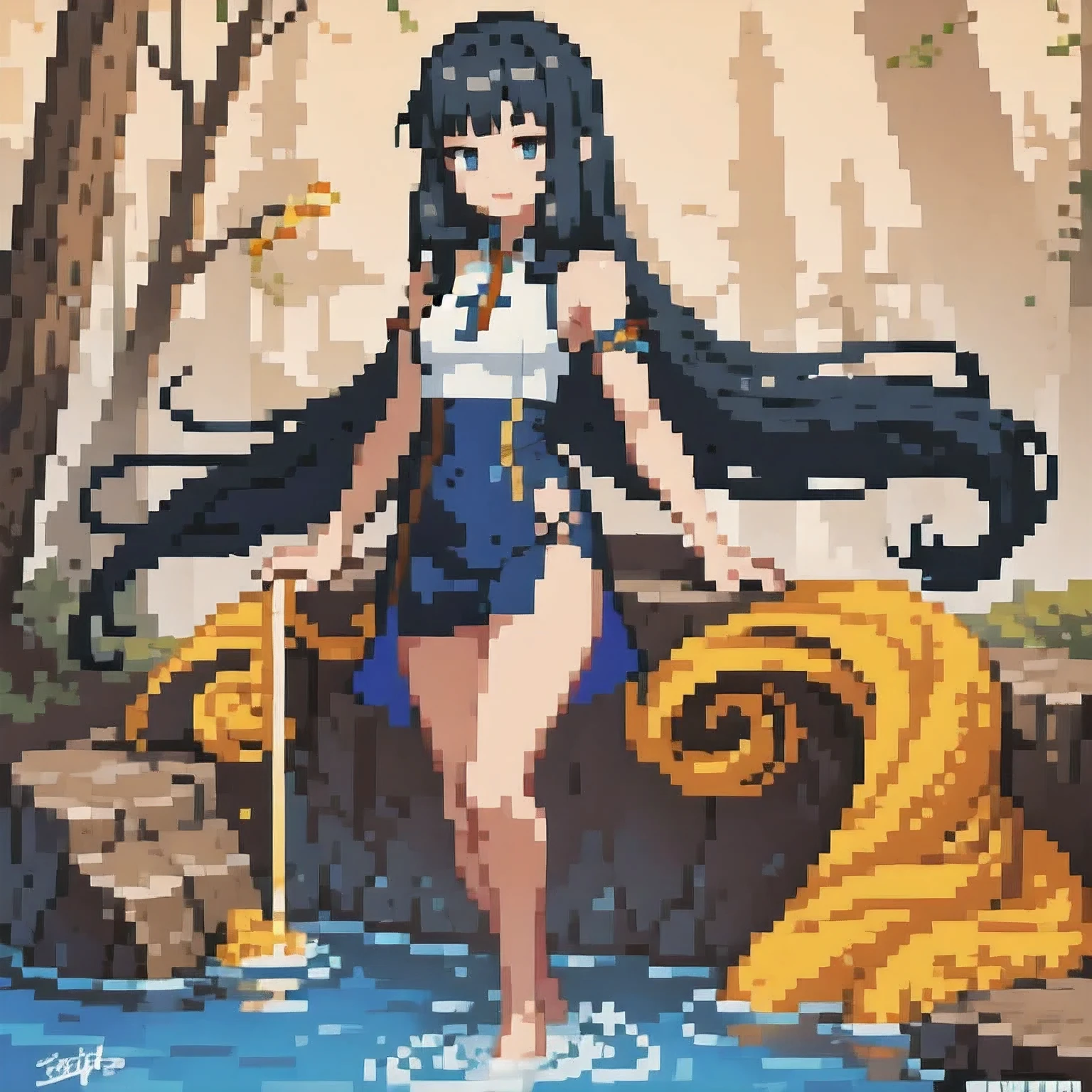 32 K(tmasterpiece,k hd,hyper H D,32 K)normal quality, jpeg artifacts, signature, watermark, extra fingers, fewer digits, extra limbs, extra arms,extra legs, malformed limbs, fused fingers, too many fingers, long neck, cross-eyed,mutated hands, polar lowres, bad body, bad proportions, gross proportions, text, error, missing fingers, missing arms, missing legs, extra digit, extra arms, extra leg, extra foot, ((repeating hair))Long flowing black hair,ponds,z ydink, a color, Asian people (Silly girl)