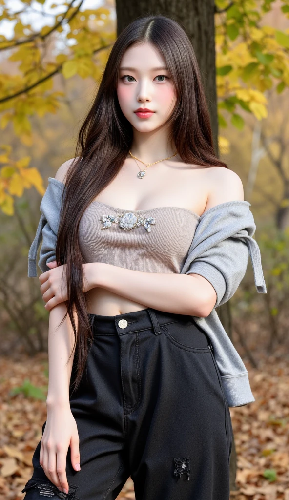 (dark blue theme,),in a spring,(nature:1.9),1 girl,whole body,black hair,very long hair,grinning,navel,crowd,(Shanghai Bund background),dynamic angle,dynamic poses,outdoor,高color saturation,color saturation,(jewelry:1.9),putting on jewelry, warm light,warm light, Ray tracing,Cinema lighting,(original photo:1.2), (lifelike:1.4), ridiculous, incredibly ridiculous, File size is large , super detailed, high resolution, Very detailed,best quality ,masterpiece, illustration, extremely delicate and beautiful, Very detailed ,CG ,unity ,8k wallpaper, amazing, Exquisite details, masterpiece,best quality, pure face_v1,ulzzang-6500-v1.1, jeans,Black Sweater
